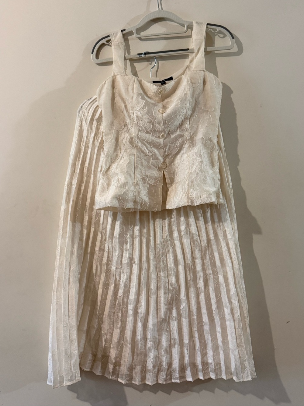 Lulu's Cream Pleated Two-Piece Set